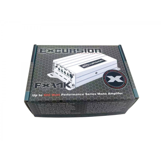 Excursion PXA-1K 1-kanałowy mini wzmacniacz samochodowy do fabrycznych systemów audio - moc RMS: 1x300/450/600, klasa Mono D, wej. High/Low, Auto On/O